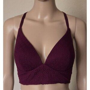 Victoria's Secret Body By Victoria Lightly Lined Plunge wine Lace wireless 32DD
